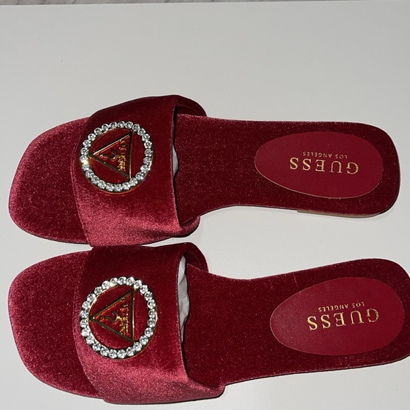 Guess Velvet Slides With Bejewelled Hardware - Picture 3 of 5